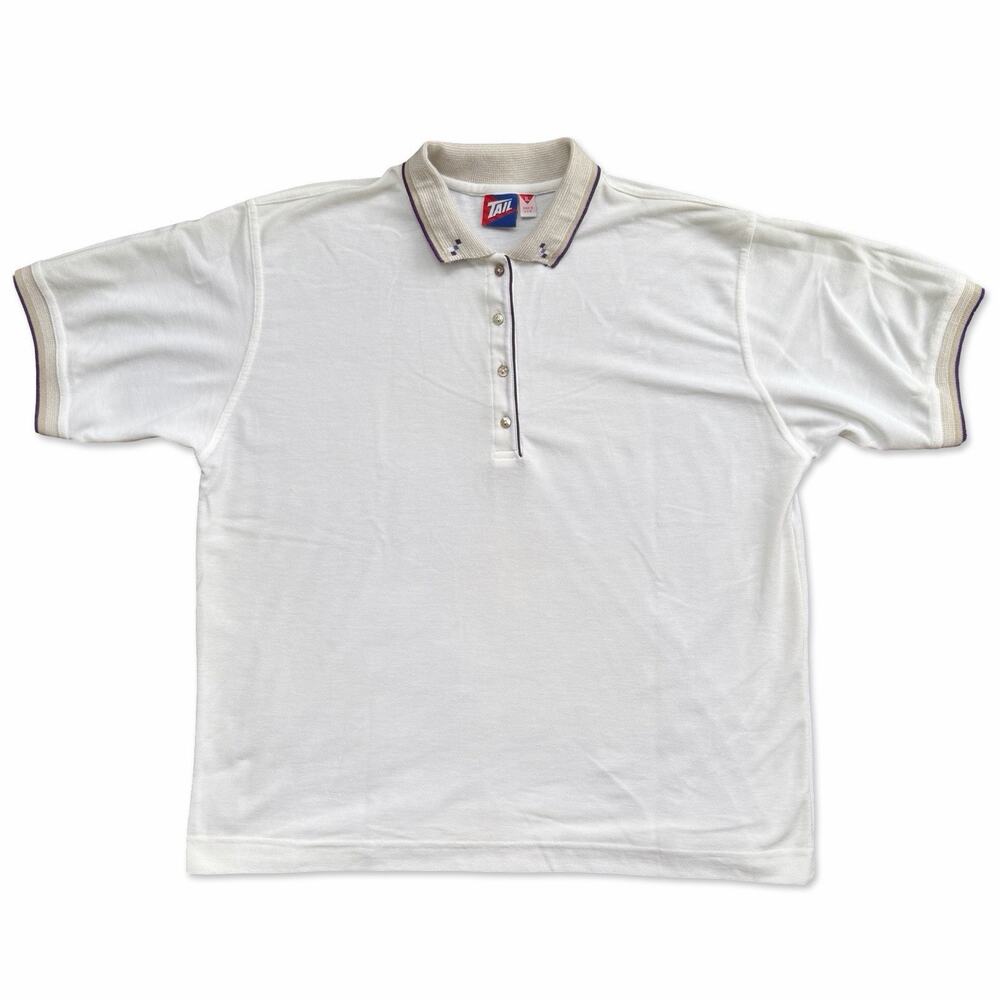Vintage Tail Golf Polo XL Made USA White Minimalist 90s Golfcore Shirt